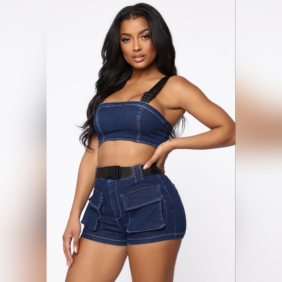Fashion Nova Locked & Loaded Denim Set - Dark Wash, Size XL - Picture 2 of 8